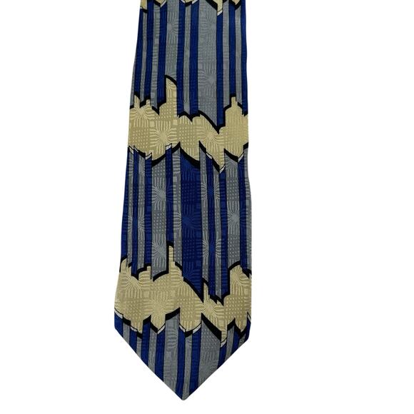 Mulberry Neckwear Ziggurat USA 100% Silk Geometric Classic Mens Neck Tie - Picture 1 of 10